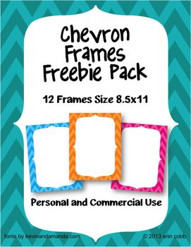 Preview of Chevron Frames FREEBIE! 12 Frames for Personal and Commercial Use
