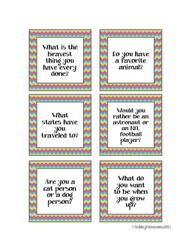 Chevron Get to Know You Cards- Quiz Quiz Trade by Ashley Simmons