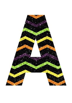 Preview of Chevron Glitter Print 2 | A-Z 0-9 Decor Printable Bulletin Board Letters Number