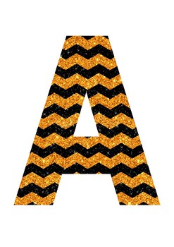 Preview of Chevron Glitter Print | A-Z 0-9 Decor Printable Bulletin Board Letters Number