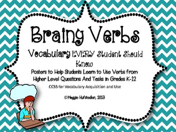 Preview of Chevron Higher Order Thinking Verbs Posters for 25 Words