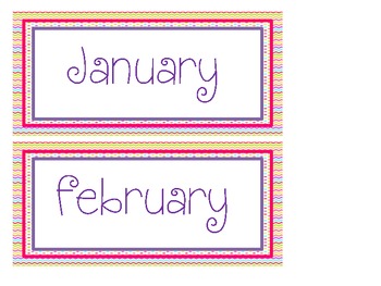 Preview of Chevron Inspired Months of the Year