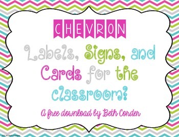 Preview of {Freebie!} Chevron Labels, Signs, and Cards for the Classroom!