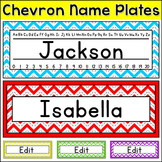 Chevron Theme Classroom Desk Name Plates - Editable