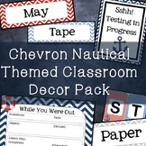 Chevron Nautical Classroom Decor Pack: Includes EDITABLE l