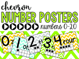 Chevron Number Posters 1-20 {Yellow, Green, Turquoise, and Grey}