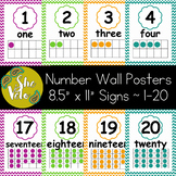 Chevron Number Wall Posters 1-20 with Numeral, Word, & Ten Frame