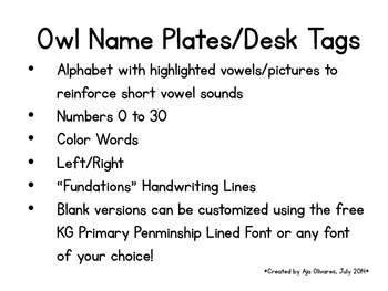 Preview of Chevron Owl Name Plates/Desk Tags