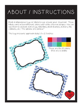 Preview of Chevron Polka Dot Multipurpose Classroom Labels 10 Colors