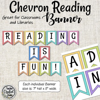 Preview of Reading Banner Chevron Theme | Classroom library |  Bulletin Board