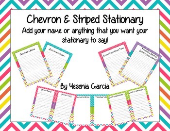 Preview of Chevron & Striped Stationary (Editable)