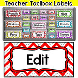 Chevron Theme Teacher Toolbox Supply Labels Classroom Decor