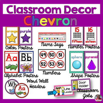 Preview of Chevron Classroom Decor BUNDLE