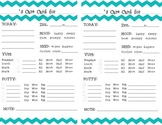 Chevron Toddler Daily Report Care Card