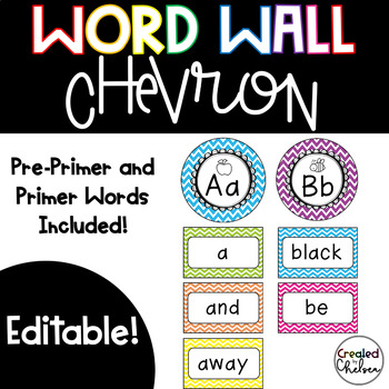 Preview of Chevron Word Wall- Editable