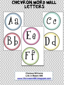 Preview of Chevron Word Wall Letters- Letter Headers