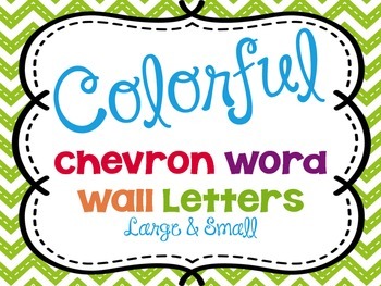 Preview of Word Wall Letters Large and Small sizes in Chevron Theme