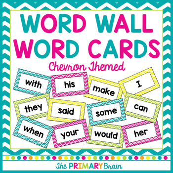 Preview of Bright Chevron Word Wall Word Cards - Fry Word Aligned