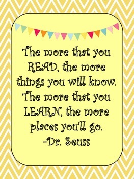 Chevron and Bunting Dr. Seuss Quotes by Megan Stanley | TpT