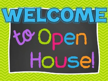 Preview of Chevron and Chalkboard Open House/Parent Night PowerPoint Presentation Template