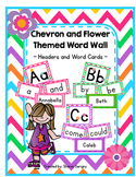 ~Chevron and Flower Themed Word Wall~  {Editable Cards Included}