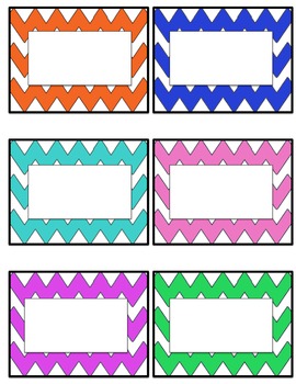Chevron student name tags or labels- multi colored- EDITABLE by Vanessa ...