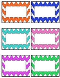 Chevron student name tags or labels- multi colored- EDITABLE