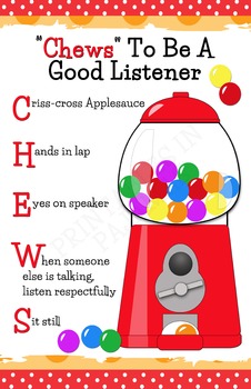 "Chews" To Be A Good Listener Poster (Bubblegum Themed) | TpT