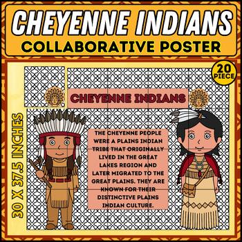 Preview of Cheyenne Indians Collaborative Coloring Poster | Native American Heritage Month