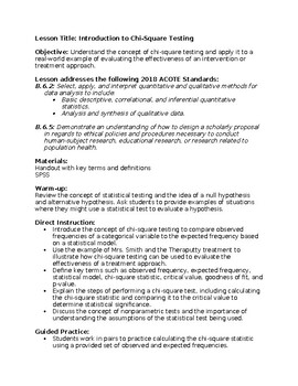 Preview of Chi-Square lesson plan for Occupational Therapy