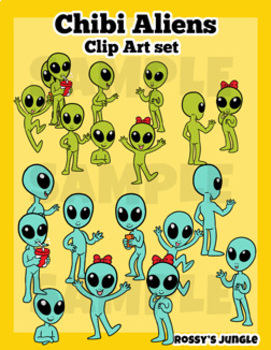 Preview of Chibi Aliens Mini Clip Art set