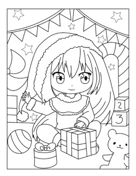 Chibi Girls Christmas Coloring Pages by Felixes Design | TPT