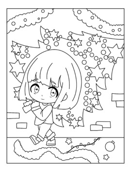 anime christmas girl coloring pages