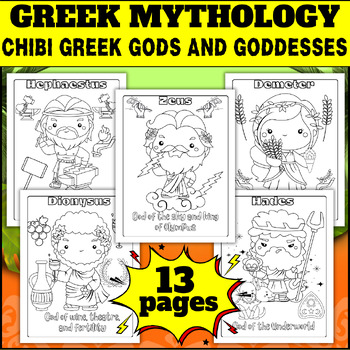 Chibi Greek Gods and Goddesses Coloring Pages | Myths of Ancient Greece