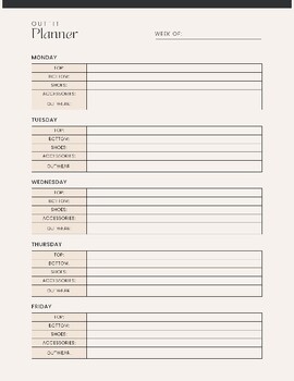 Preview of Chic Beige Wardrobe Planner: Simplified Outfit Organization