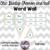 Chic Burlap Chevron and Teal Word Wall
