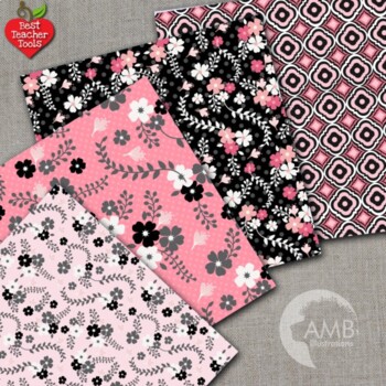 Chic Pink Floral Paper Pack, Digital Pattern {Best Teacher Tools