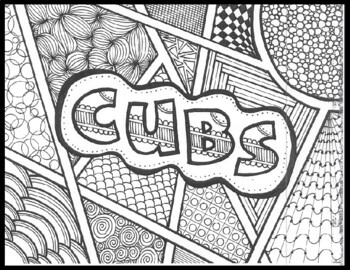 Preview of Chicago Cubs Zentangle/Coloring Page - Good for sub plan