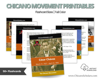 Preview of Chicano Movement Cards - Digital & Printable - Civil Rights Movement