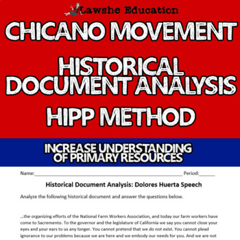 Preview of Chicano Movement Historical Document Analysis No Prep Required Latinx