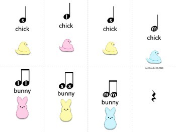 Preview of Chick & Bunny Melody Making Cards - so-mi-la, ta, ti-ti, rest - FREE