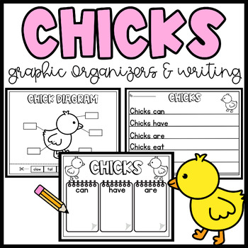 Preview of Chick Graphic Organizers-Writing-Labeling Parts of Chick-All About Farm Animals