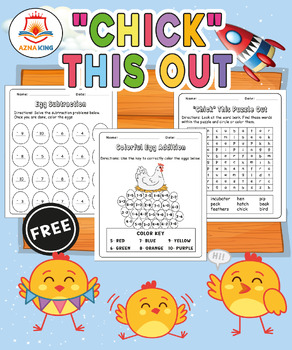 Preview of Chick Math Pages and Word Search