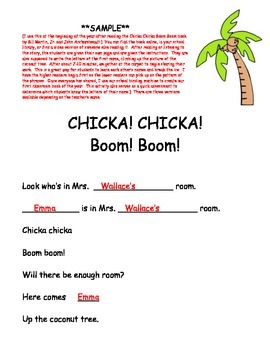 Preview of Chicka Chicka Boom Boom Beginning of Year Activity
