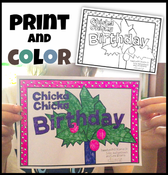 Chicka Chicka Boom Boom inspired coloring page to make card for