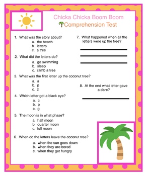 Preview of Chicka Chicka Boom Boom Comprehension Test
