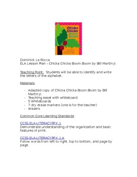 Preview of Chicka Chicka Boom Boom Lesson Plan for Autistic Population