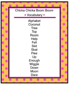 Preview of Chicka Chicka Boom Boom Vocabulary Words