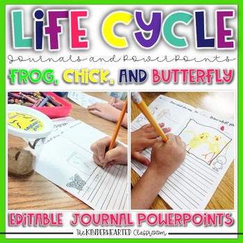 Preview of Chicken, Frog, and Butterfly Life Cycle Journals and Editable PowerPoints