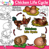 Chicken Life Cycle Clipart: Animal Clip Art, Black & White